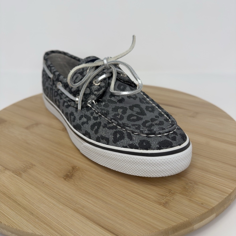 Sperry Top-Sider Shoes Womens Size 9.5 Gray Leopard Print Boat Shoe Flats - Picture 2 of 10